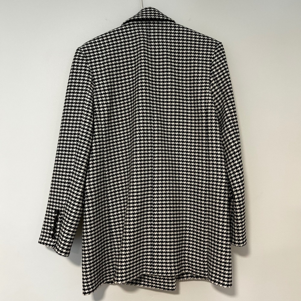 Veronica Beard Houndstooth Dickey Double Breasted Blazer Black White Women Large - Picture 9 of 13